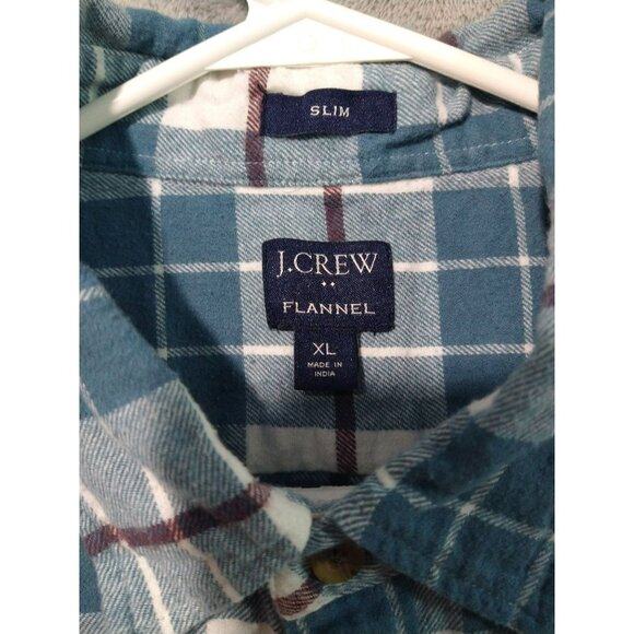 J Crew Shirt Mens XL Blue Plaid Flannel Slim Fit Long Sleeve Button Up Casual - Picture 6 of 9